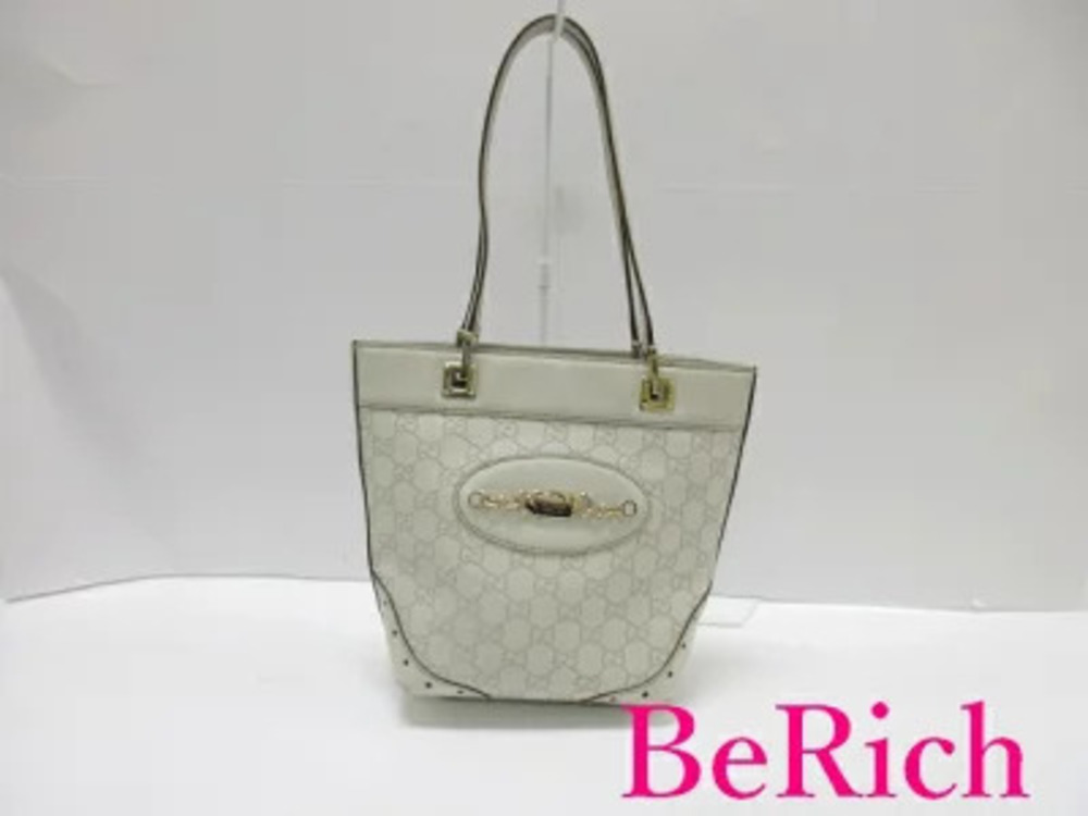 Gucci Tote Bag GG Shima Ivory White Leather Vertical Bucket Shoulder Handbag